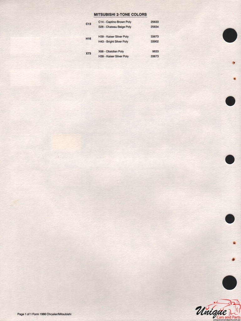1986 Chrysler Paint Charts Import PPG 3